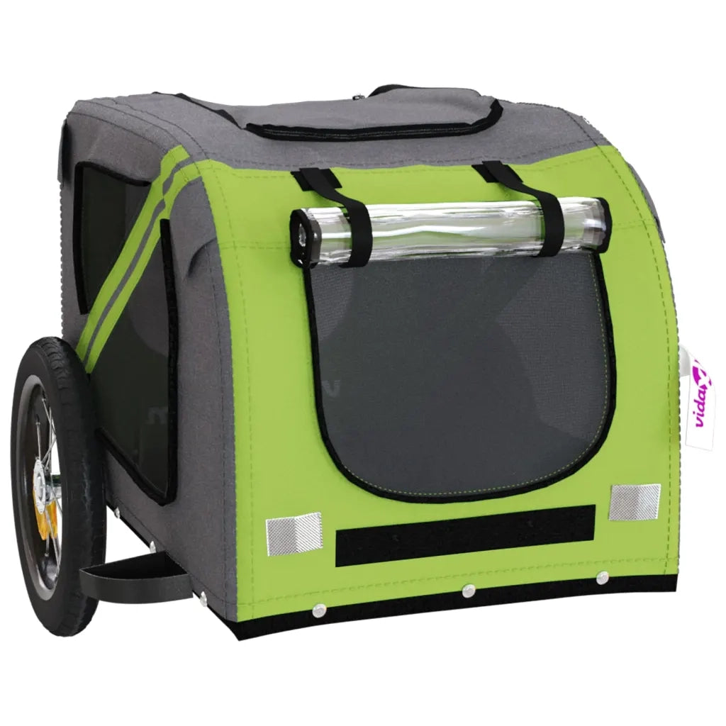 Rimorchio da Bici per Animali Verde e Grigio Oxford e Ferro CFW8976876
