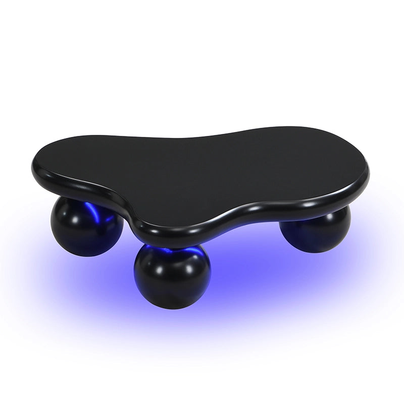 OKWISH Tavolino da salotto Nuvola con LED 16 colori, bordi arrotondati, stile moderno, per soggiorno o cameretta, MDF, nero
