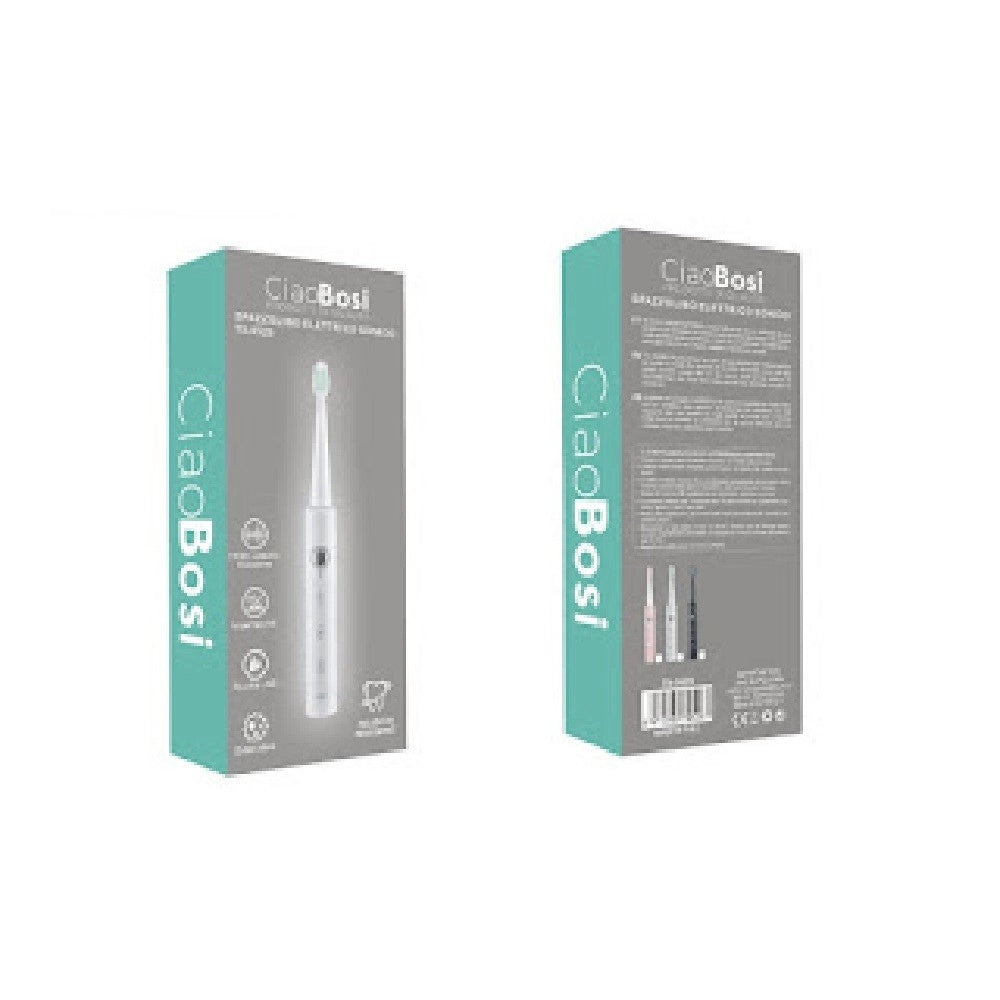 Trade Shop - Spazzolino Denti Elettrico Sonico Batteria Ricaricabile Usb Con 3 Testine Tx-9528 -