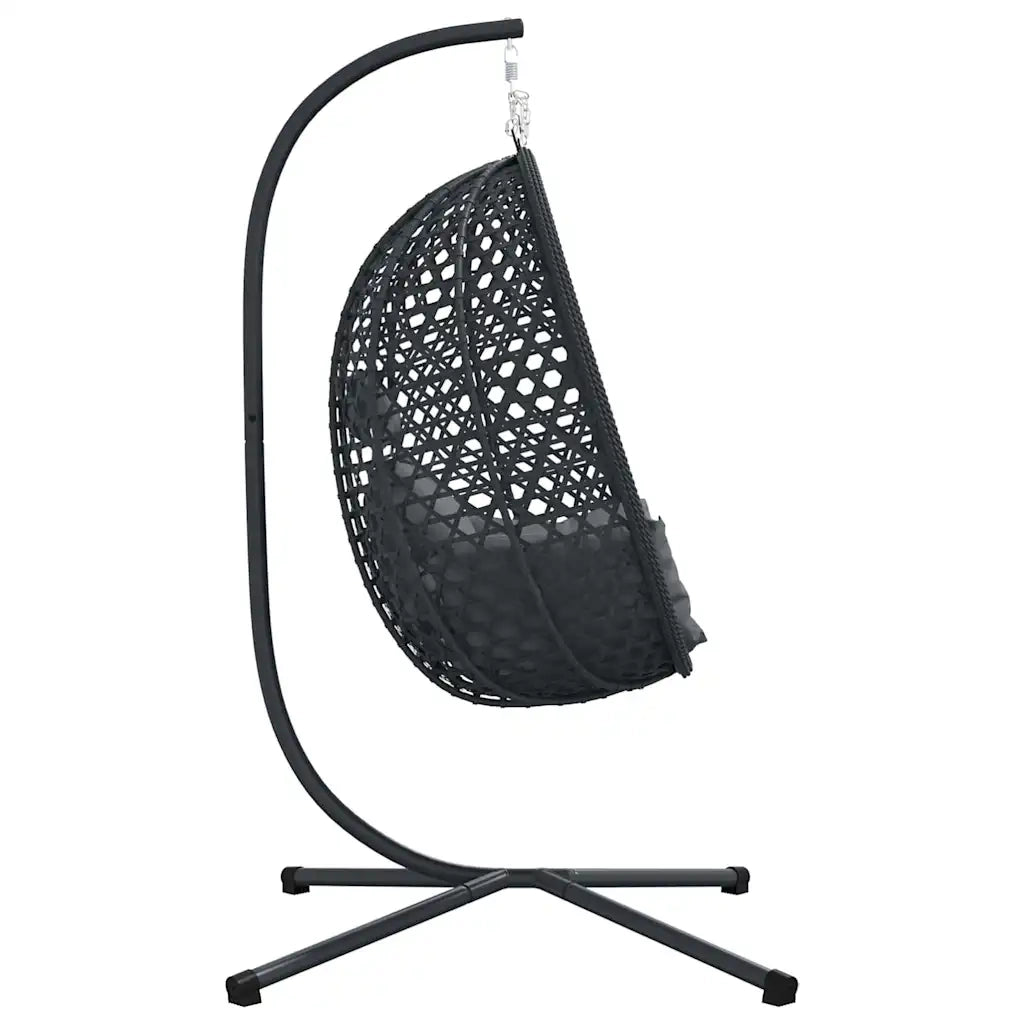 Sedia uovo sospesa Antracite e nero 104 x 100 x 191 cm 42003851