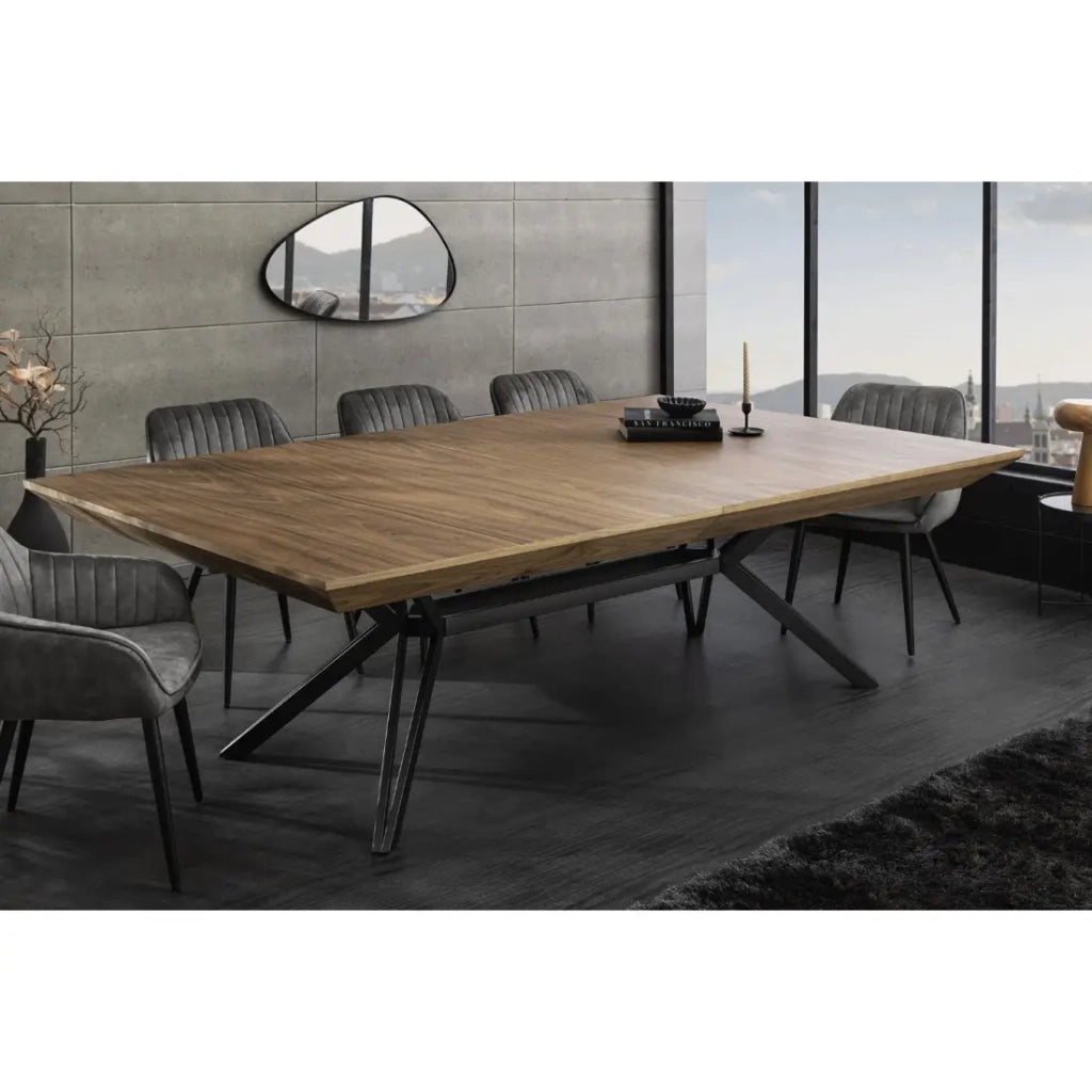 Tavolo da pranzo RADIAM – MDF impiallacciato noce scuro e metallo – 200-320 cm – Allungabile