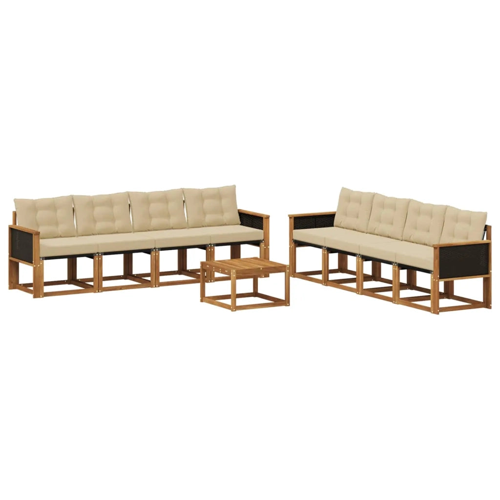 Set di divani da esterno 9 pz Naturale e Beige 3381849