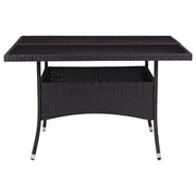 Tavolo da Pranzo per Giardino Nero in Polyrattan e Vetro 46189
