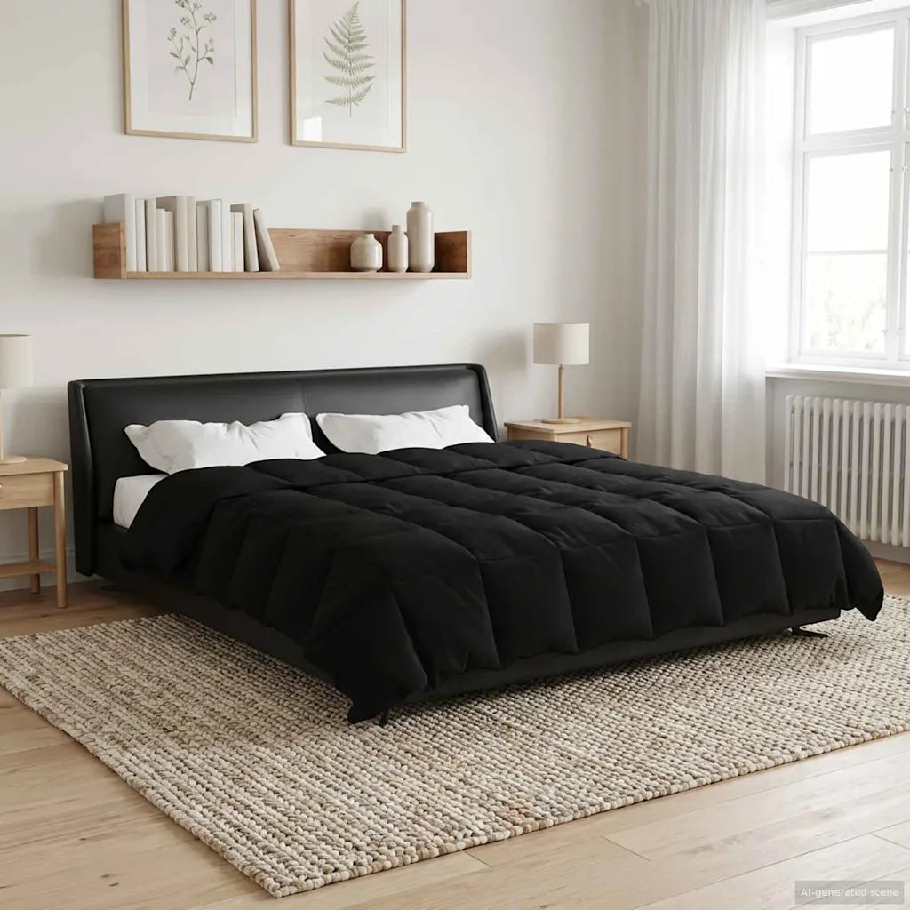 Duvet Estivo Trapuntato Nero 200 x 220 cm Microfibra 42025937