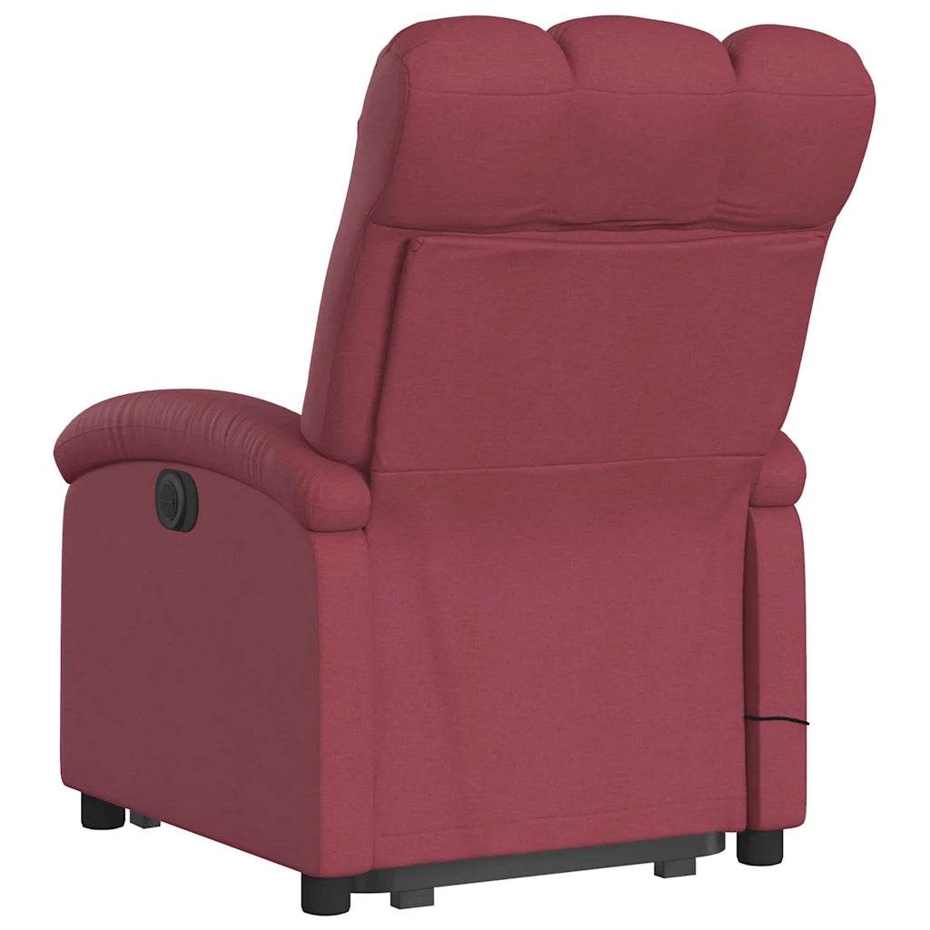 Poltrona Alzapersona Massaggio Reclinabile Rosso Vino Tessuto 3204107