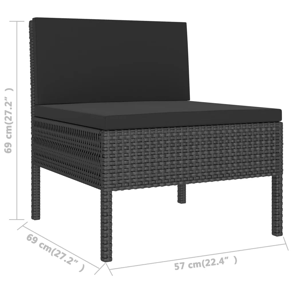 Set Divani da Giardino 8 pz con Cuscini in Polyrattan Nero cod mxl 38463