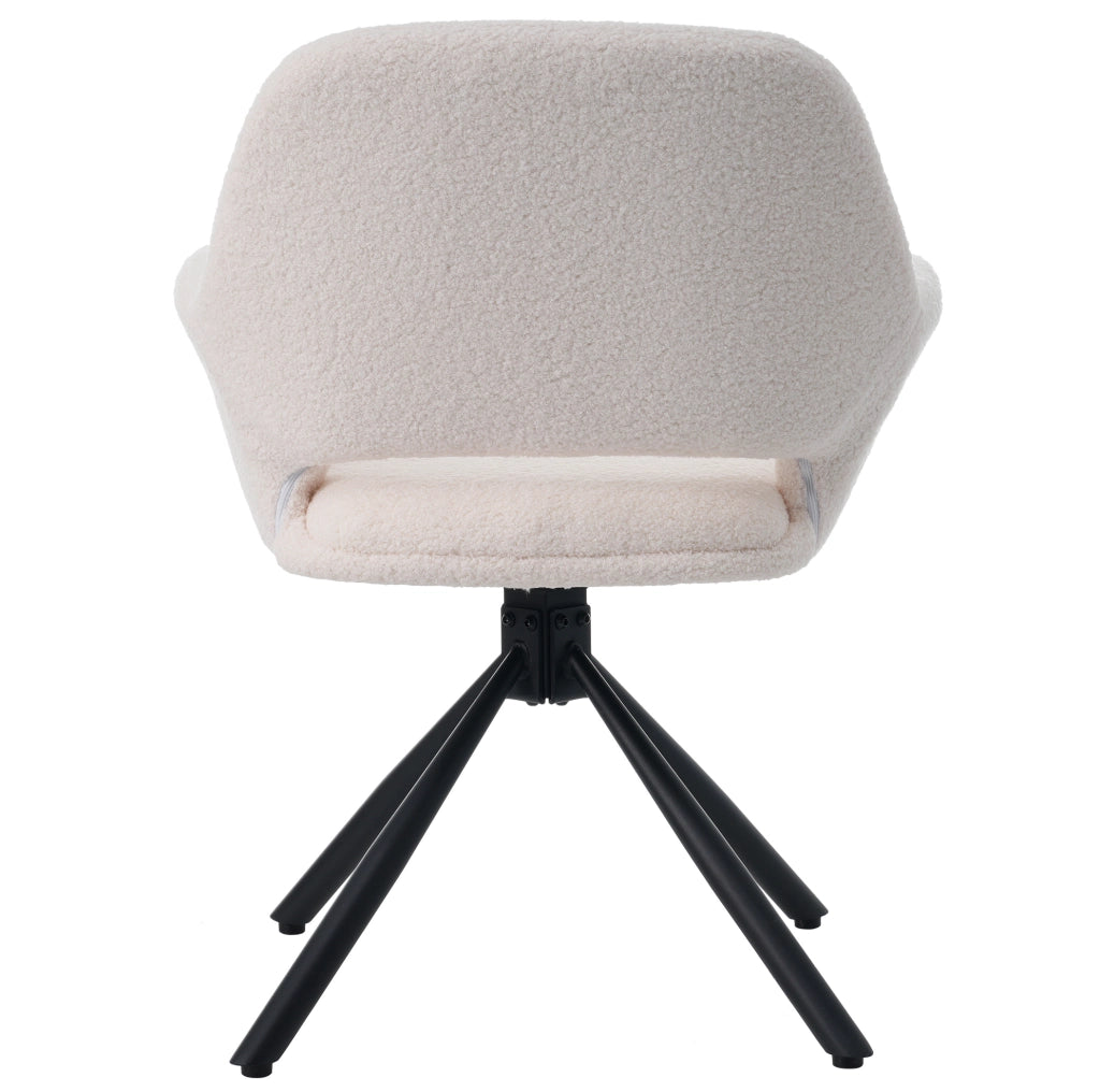 Set di 6 sedie girevoli con braccioli in Sherpa bianco