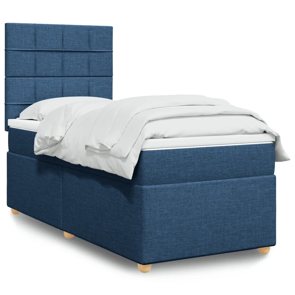 vidaXL Giroletto a Molle con Materasso Blu 80x200 cm inTessuto