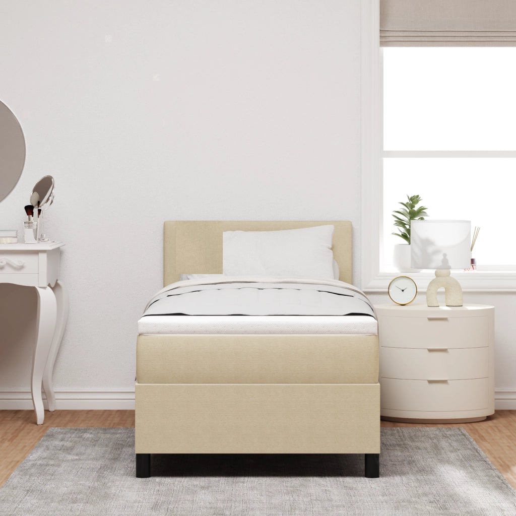 Letto con Rete a Molle e Materasso Verde Chiaro Grigio 80x200 cm Tessuto Corduroy