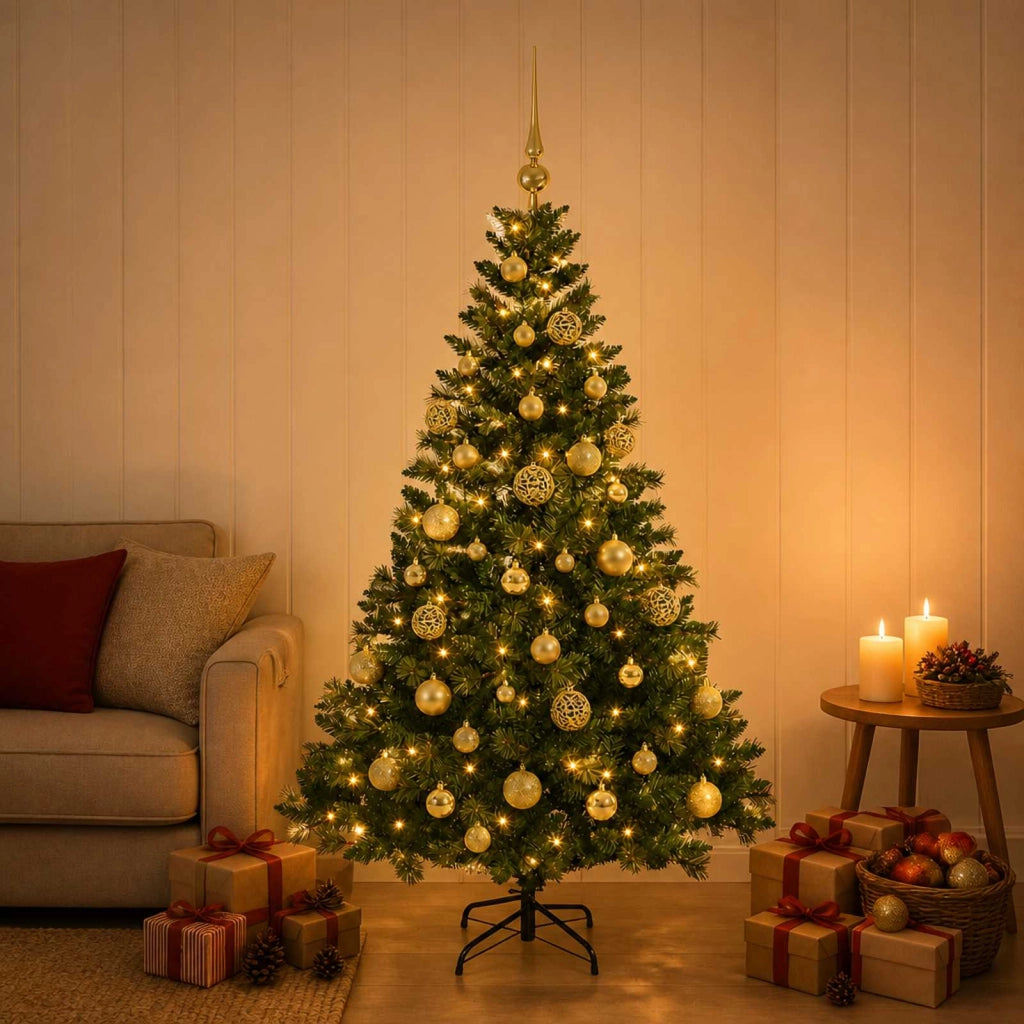Albero di Natale Artificiale con Palline 120 cm 150 LED 3465673