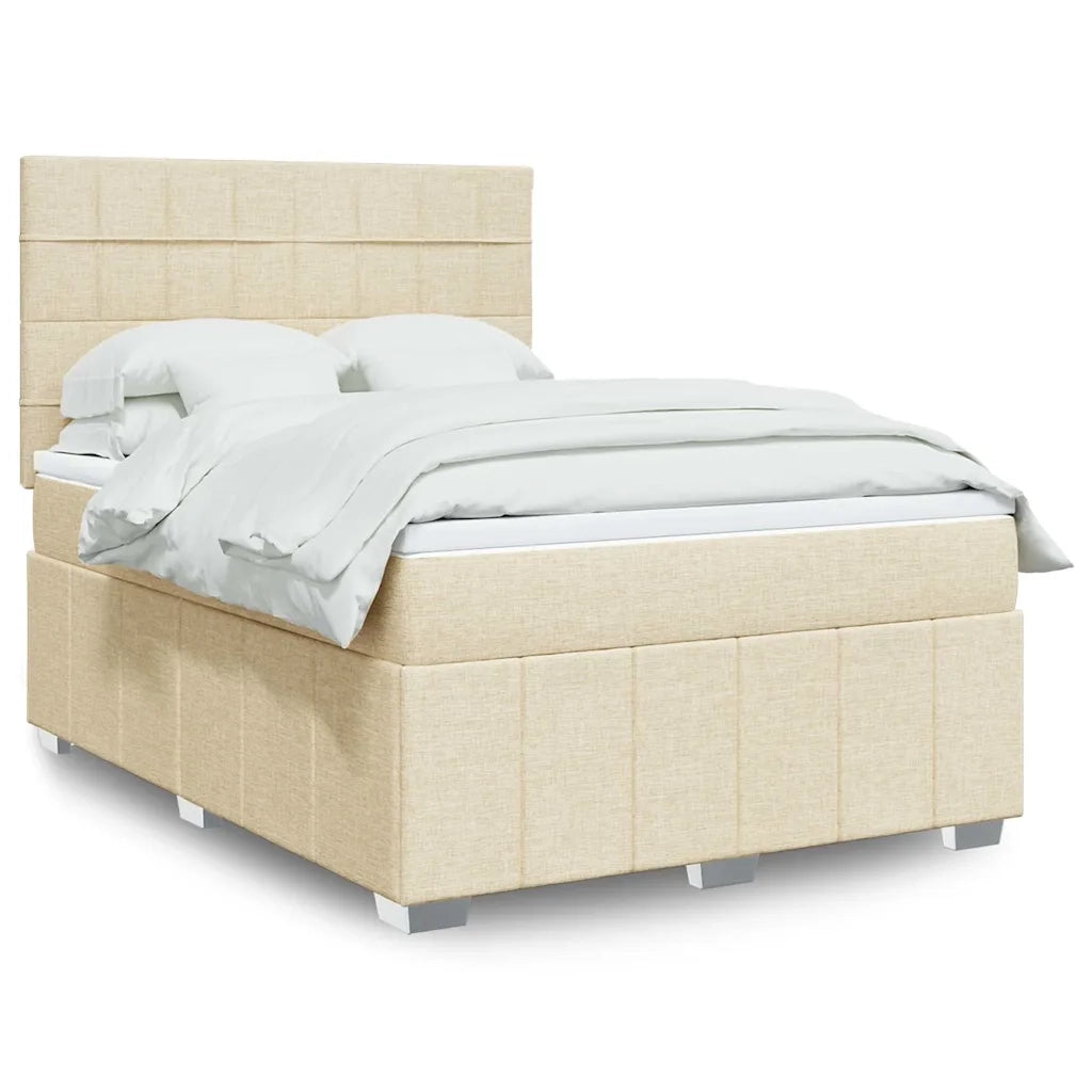 vidaXL Giroletto a Molle con Materasso Crema 140x19 cm in Tessuto