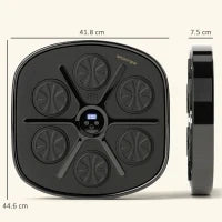 Boxing Machine Musicale a Parete con 9 Velocità, Connessione Bluetooth e Guanti, 41.8x44.6x7.5 cm, Nero e Blu