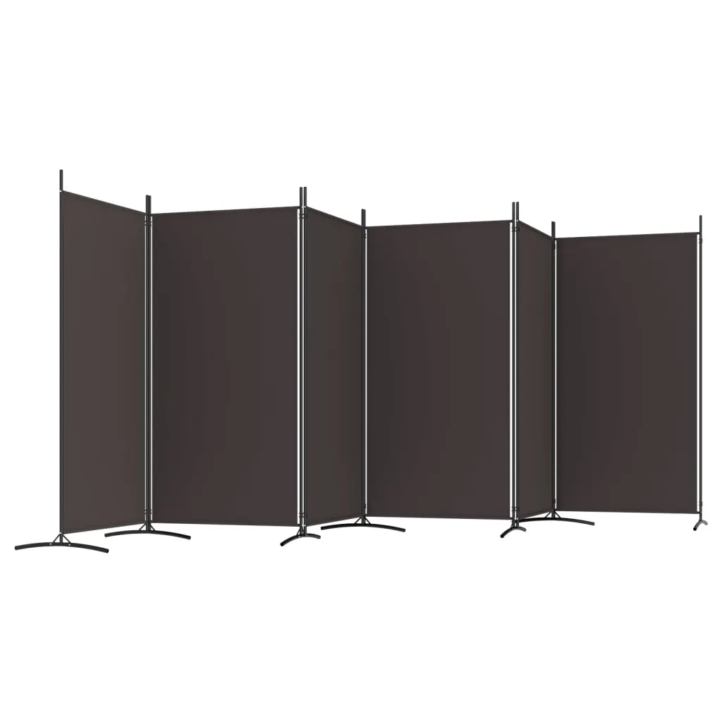 Divisorio Ambienti | Divider per stanze | Paravento a 6 Pannelli Marrone 520x180 cm in Tessuto