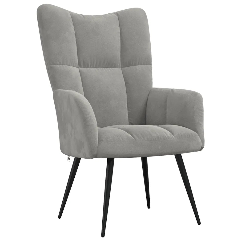 Poltrona Relax con Poggiapiedi Grigio Chiaro in Velluto cod mxl 32590
