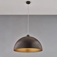 Sospensione Industrial 1 Luce Marcus In Ferro Laccato Ruggine E Oro Diam 50