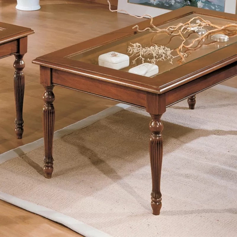 Tavolino bacheca ribalta rettangolare vetro legno bassano 120x60x48 - Mobili 2G