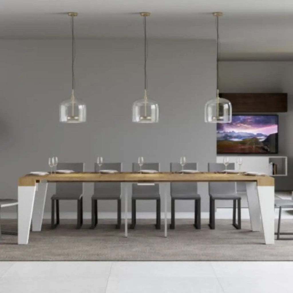 Consolle allungabile 90x40/300 cm Naxy Mix piano quercia natura - struttura bianco frassino