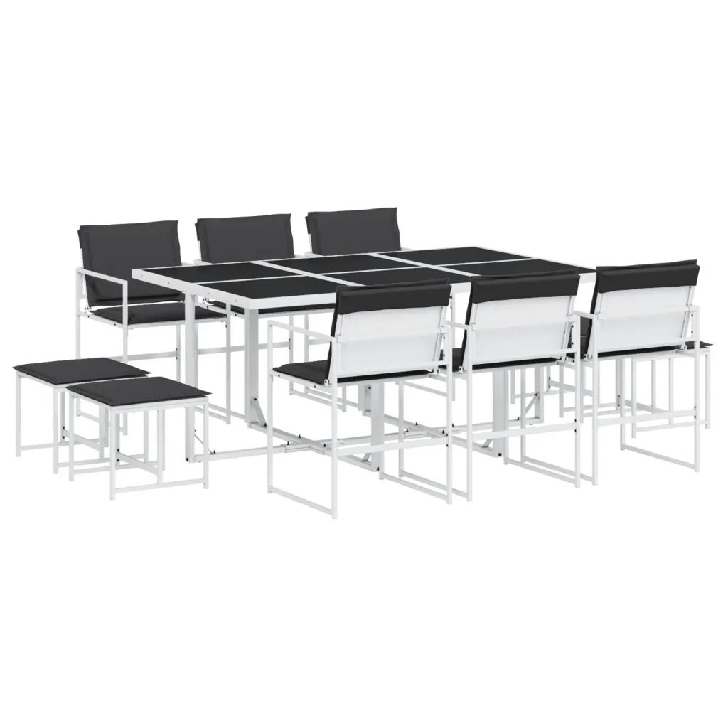 vidaXL Set da Pranzo da Giardino 11 pz con Cuscini Bianco in Textilene