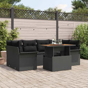 Set Divano da Giardino con cuscino 7 pcs Nero