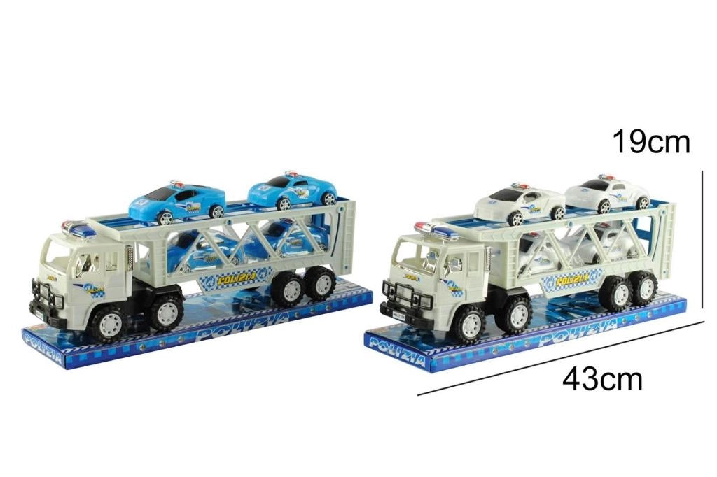 1 Pezzo Giocattolo Camion Polizia con 4 Auto 2 Colori