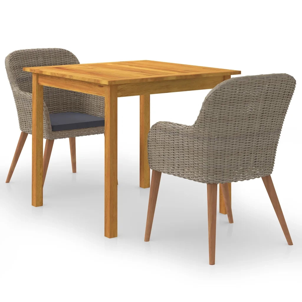 Set Mobili da Pranzo per Giardino 3 pz Marrone cod mxl 49230