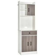 Pratica credenza portaoggetti da cucina 60 x 40 x 180 cm con ripiani regolabili design moderno in legno bianco 20_0020445