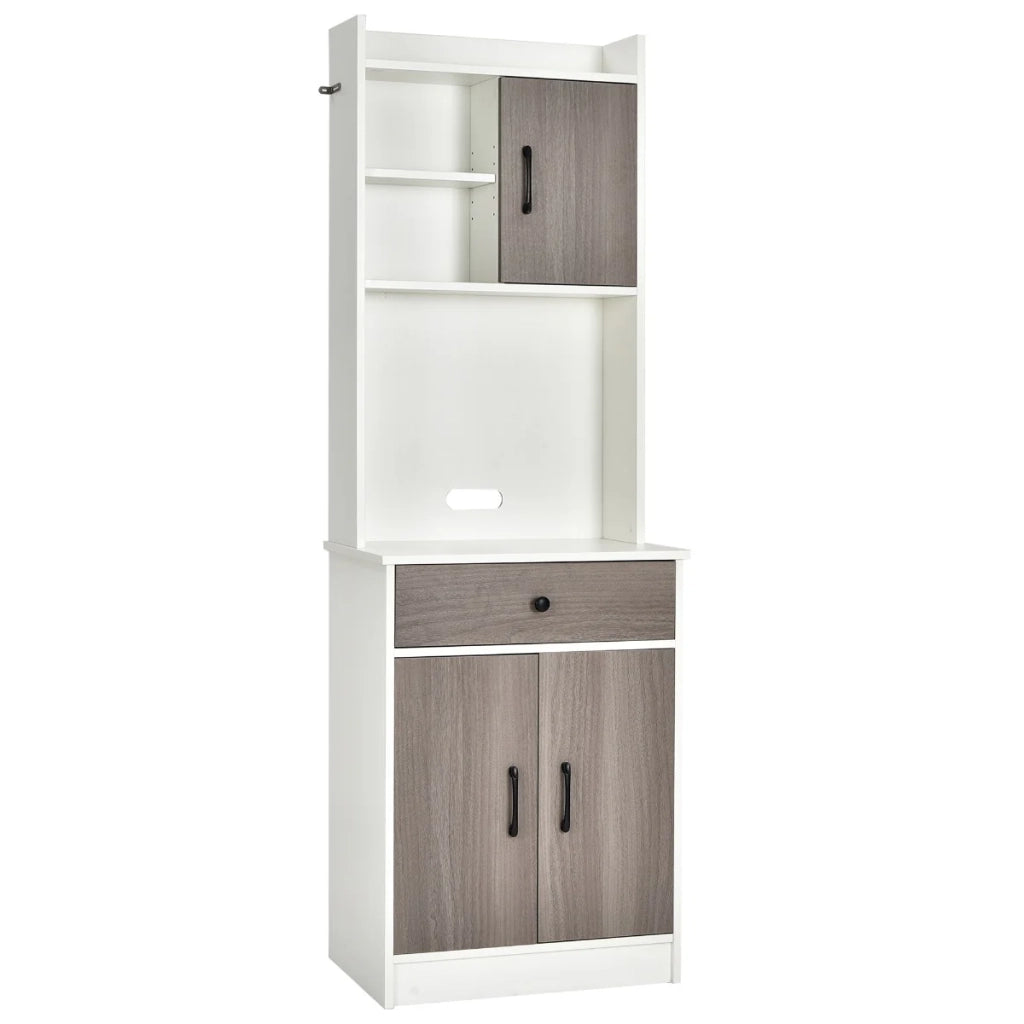 Pratica credenza portaoggetti da cucina 60 x 40 x 180 cm con ripiani regolabili design moderno in legno bianco 20_0020445