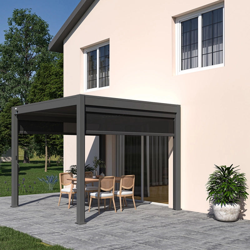 Pergola bioclimatica Ombréa autoportante VS 3x3M Antracite + 1 tenda