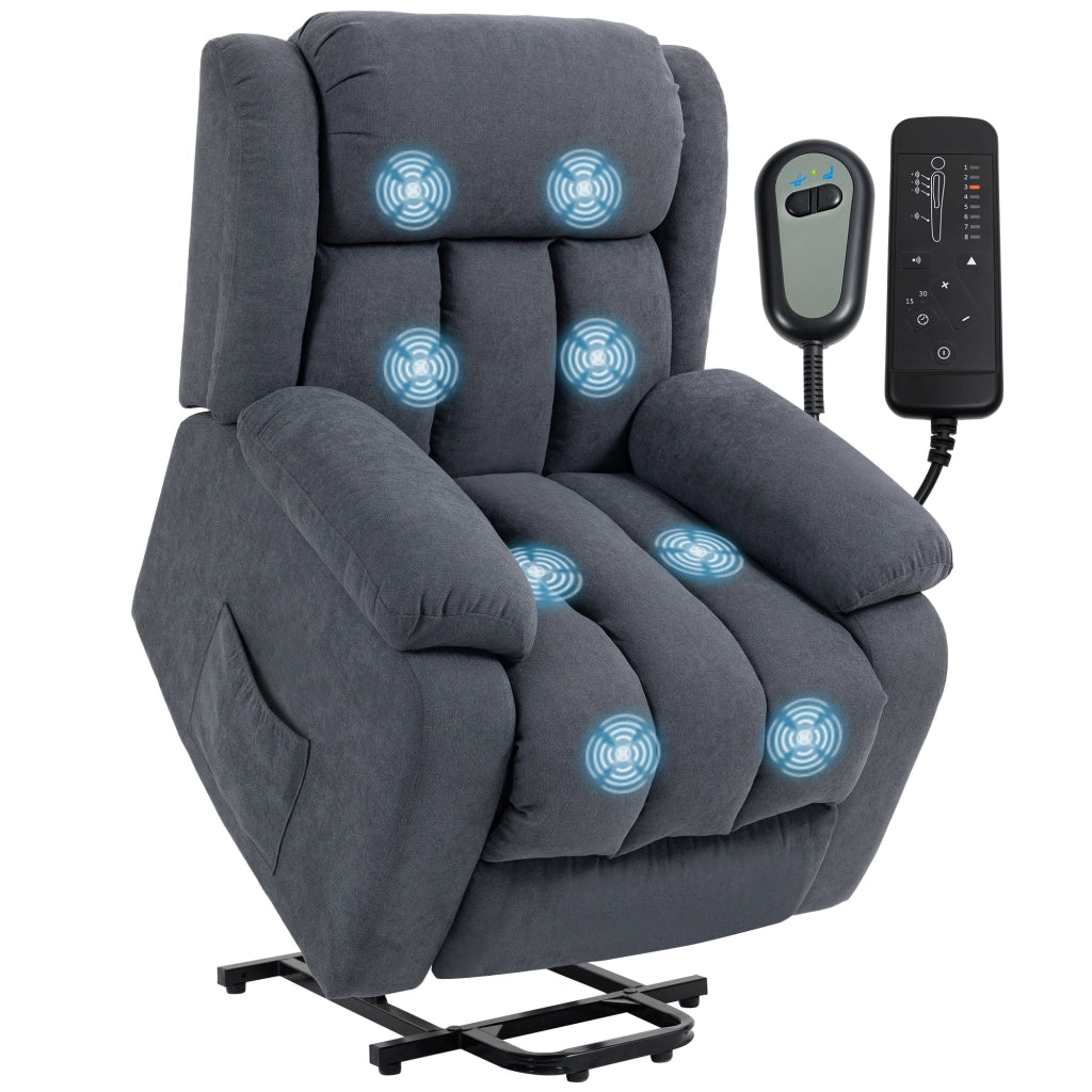Poltrona Relax Elettrica con Alzapersona e Massaggio ¨C zephmum ¨C Grigio Scuro 93x91x103 cm