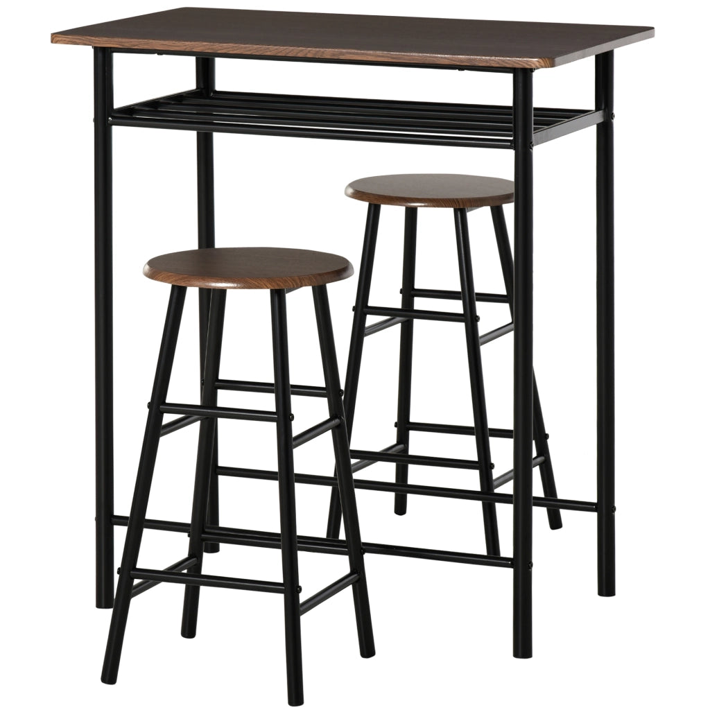 Tavolo da bar ¨C zephmum ¨C MDF noce metallo nero 2 sgabelli