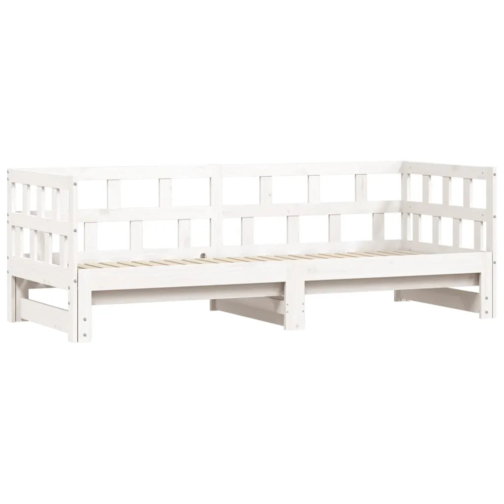 Divano Letto con Letto Estraibile-Sofa Letto-Daybed Bianco 90x190cm Massello Pino 997344