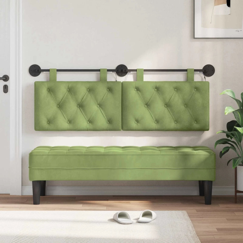 Testiera sospesa Con luce LED Verde chiaro Velluto