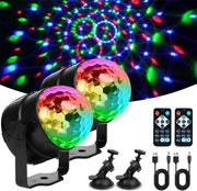 Lampada a disco con cavo USB attivato da suono, telecomando, 360 gradi girevole, 3 W, RGB, mini per auto, bambini, compleanni, Natale e riunioni familiari, multicolore (2 pezzi)
