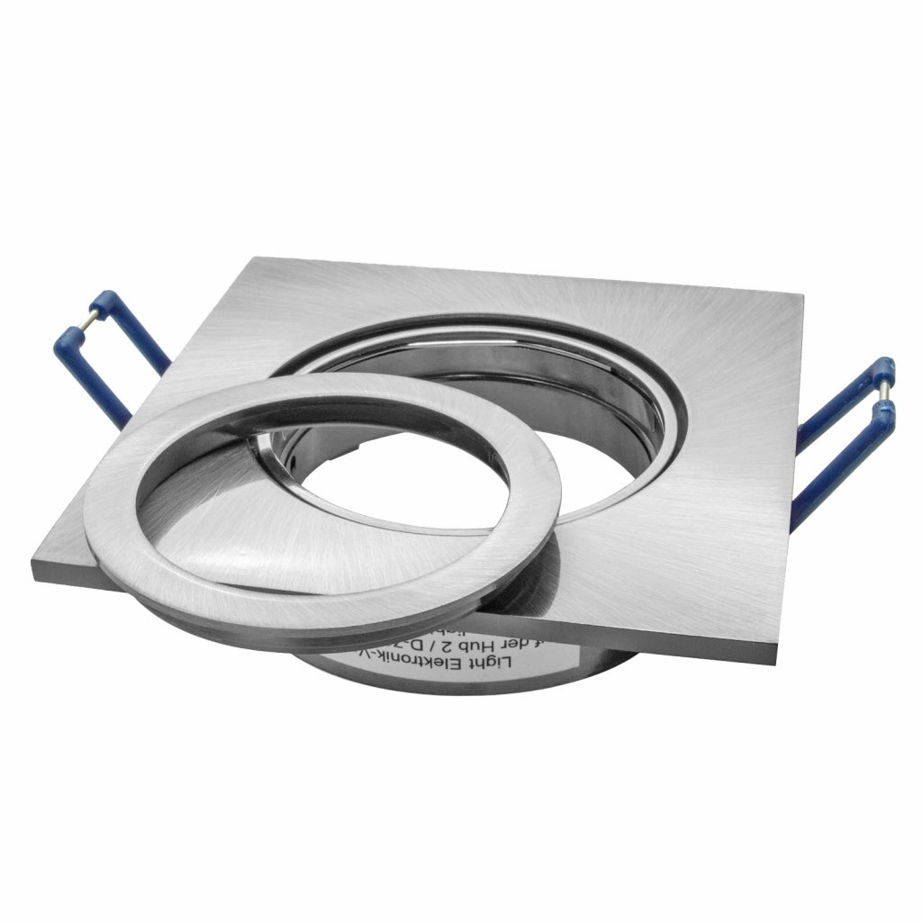 Faretto ad incasso portafaretto quadrato alluminio spazzolato foro 70mm orientabile supporto lampade GU10 GU5.3 SPAZZOLATO