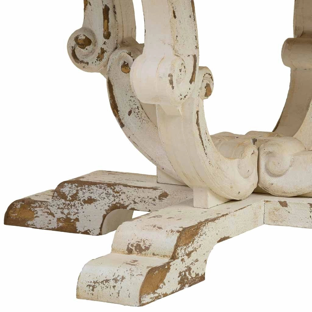Tavolino in legno con finitura bianco anticato 80x80x47h cm
