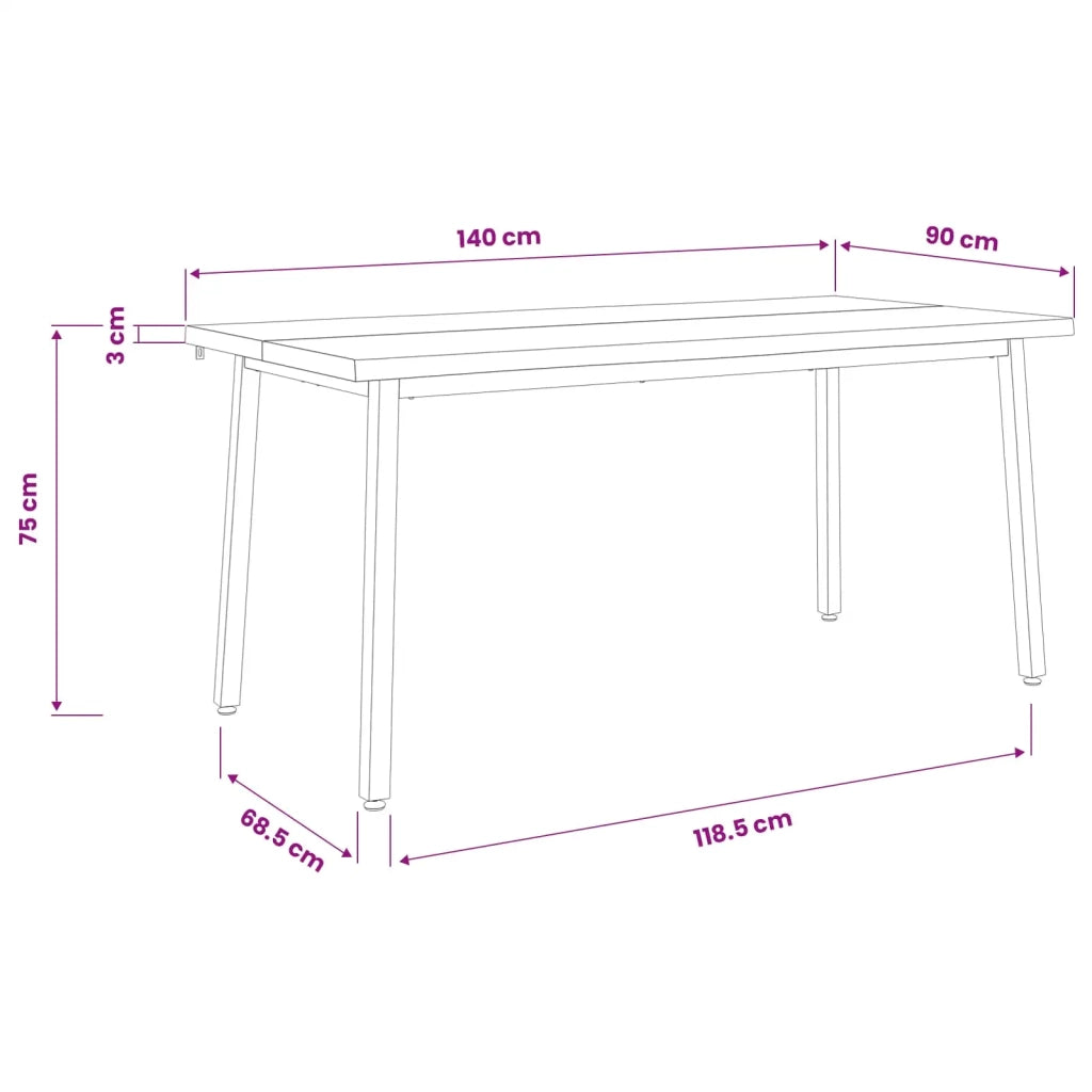 Tavolo da pranzo con bordo vivo 140 x 90 x 75 cm Bianco 3425012