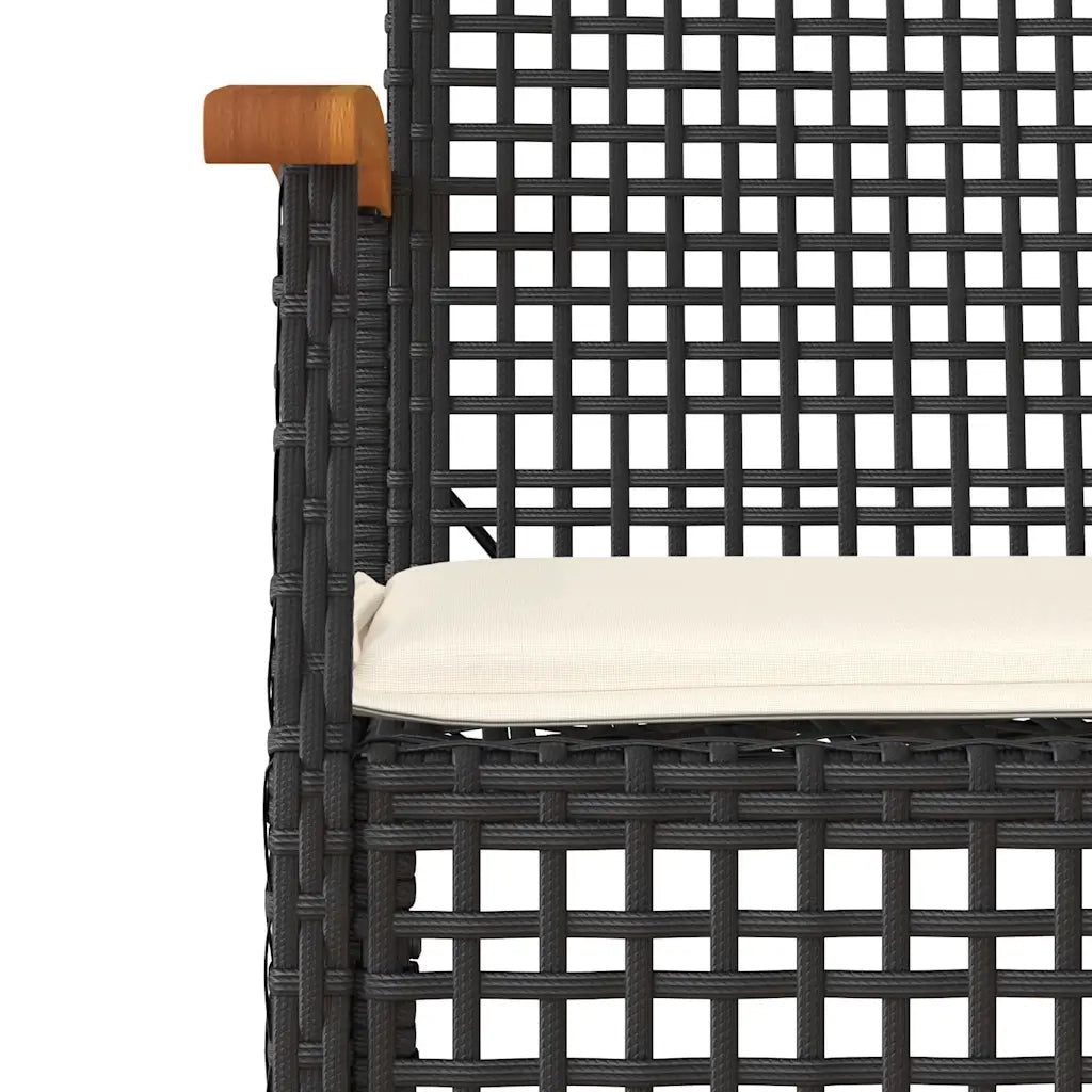 Sedie da Giardino con Cuscini 2 pz Nere in Polyrattan e Acacia 366247