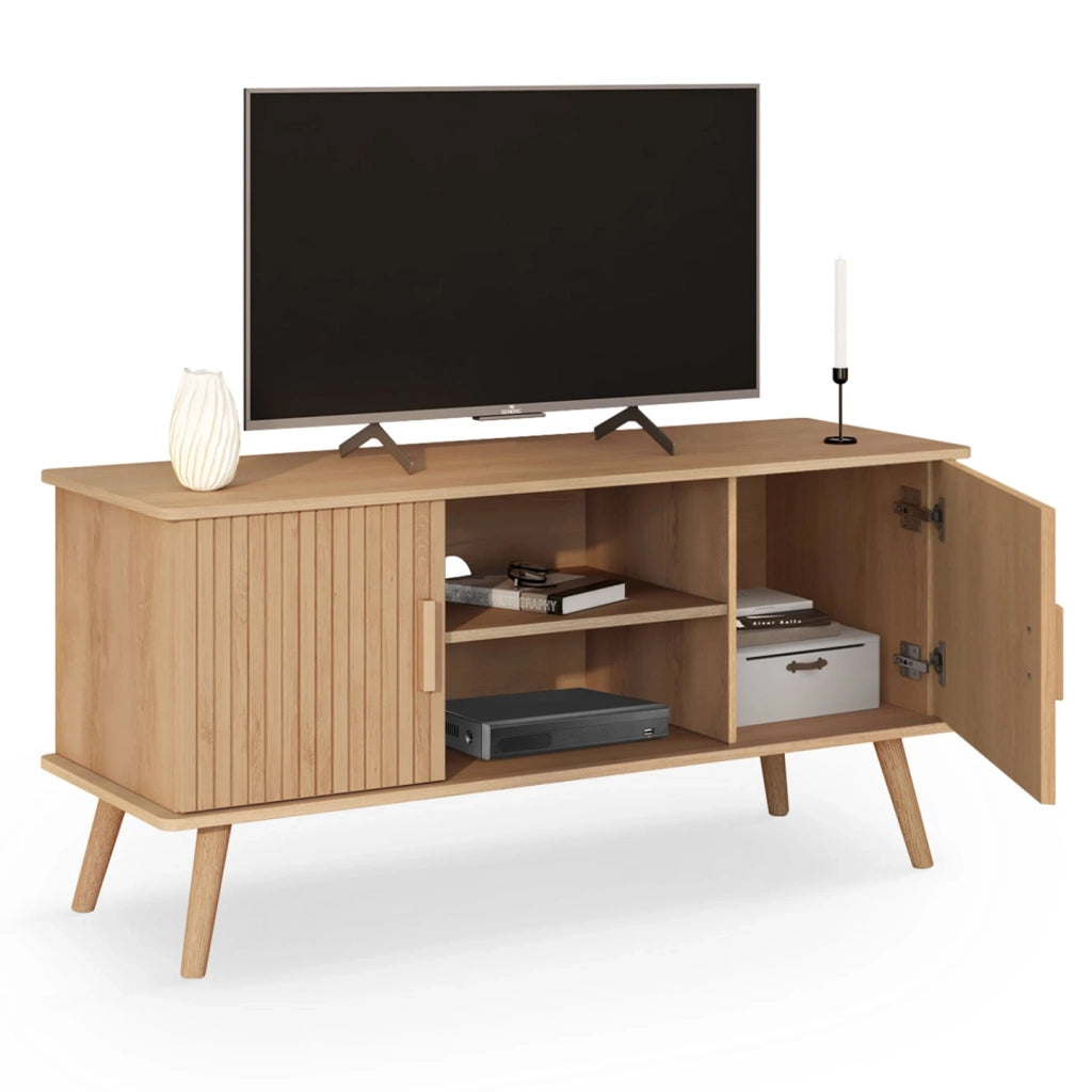 IDMarket - Mobile TV JULIETTE 110 cm con 2 ante a doghe color rovere