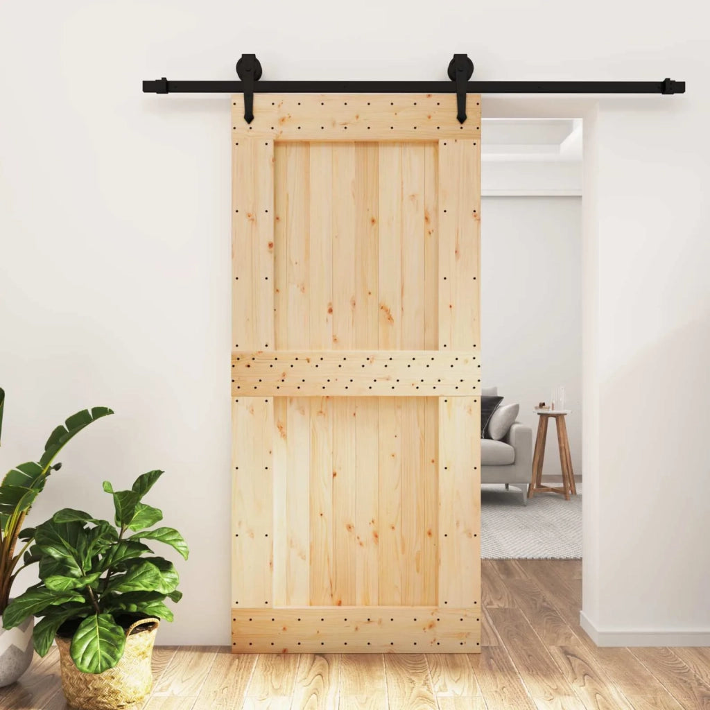 Porta scorrevole Naturale e Nero 95 x 210 cm 3445162