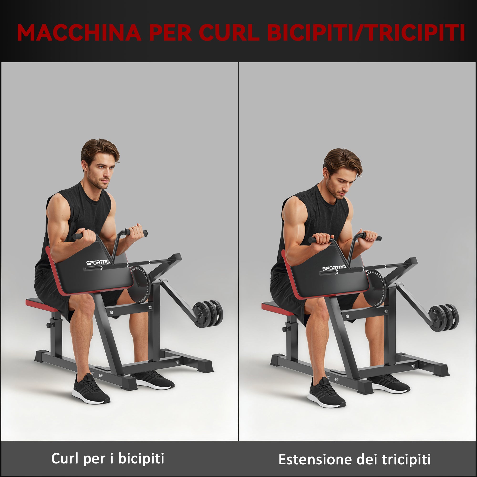 Panca per Curl Bicipiti con Seduta e Appoggio per Gomiti Regolabili Supporto per Pesi in Acciaio Nero