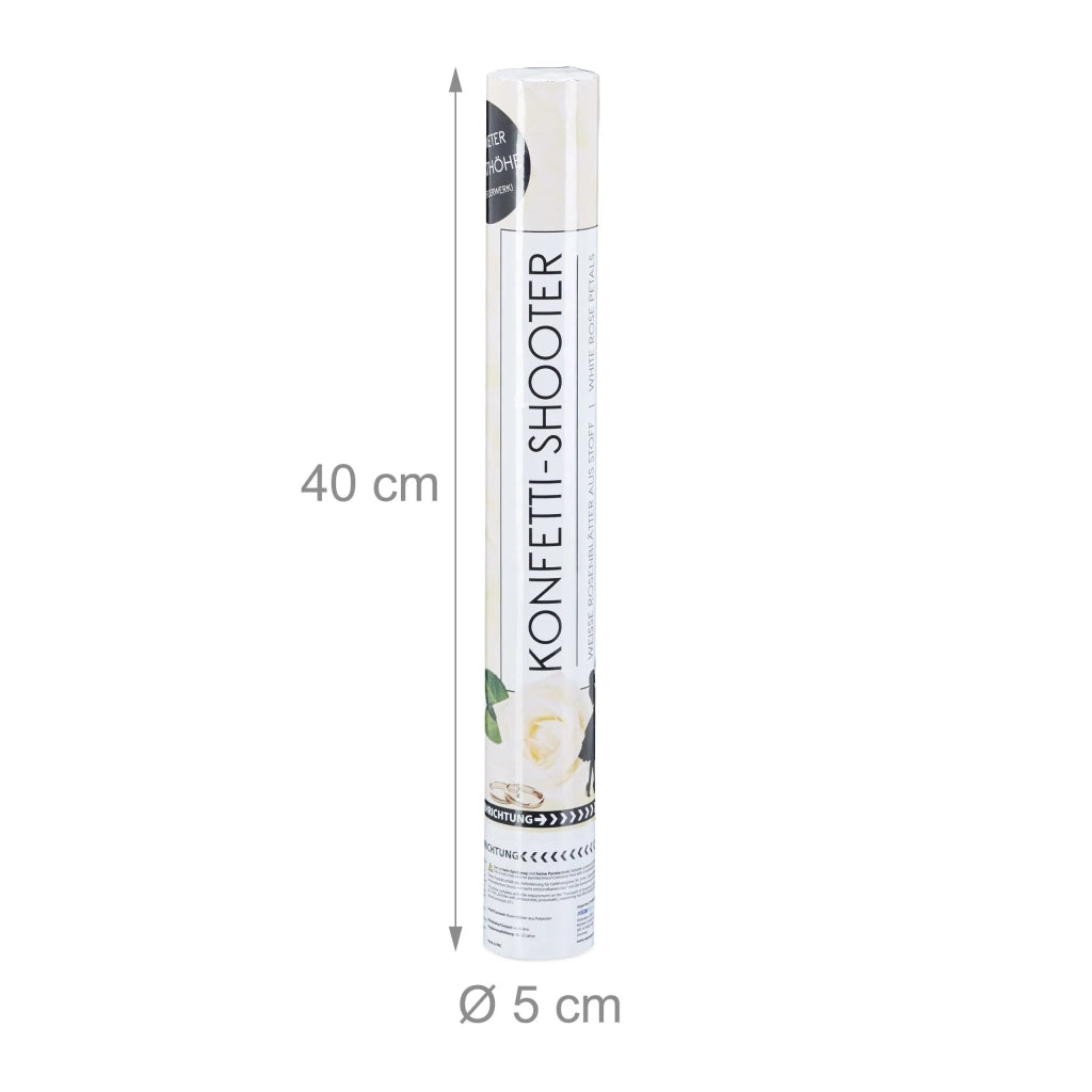 Sparacoriandoli romantico per matrimonio 40 x 5 x 5 cm con rete di sicurezza in poliestere bianco 13_0003664
