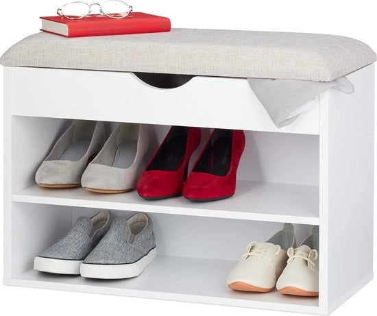 Supporto pieghevole per scarpe con cuscino - 3 Comparti - Bianco - 45 x 62 x 30 cm