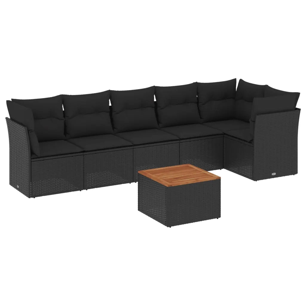 Set Divani da Giardino con Cuscini 7pz Nero Polyrattancod mxl 90136