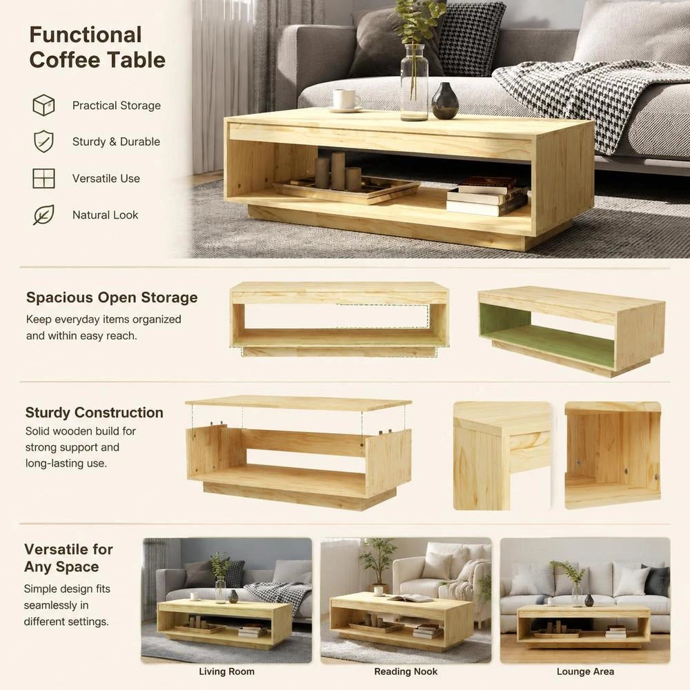 Coffee Table 110x50x33.5 Cm Solid Pine Wood