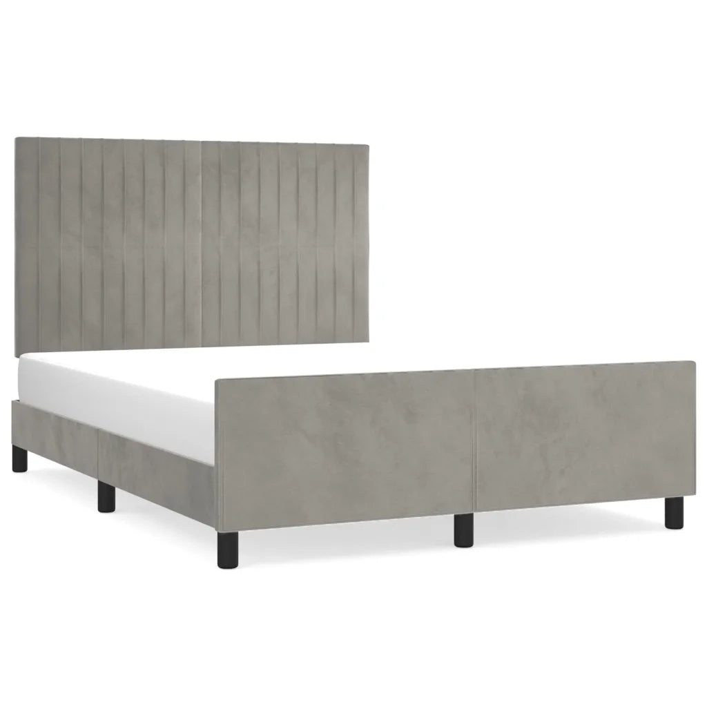 Giroletto con Testiera Grigio Chiaro 140x190 cm in Velluto cod mxl 61055