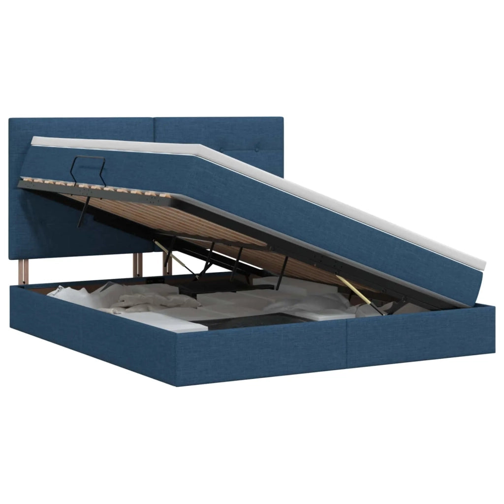 Letto con contenitore e materasso Blu 180 x 200 cm Tessuto 3459524