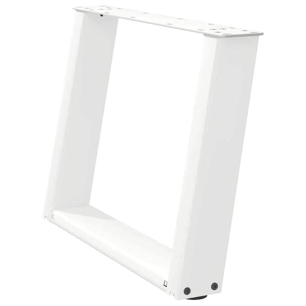 Set di 2 gambe per tavolino da caffè a forma di U dal design moderno 70 x 42-43 cm con piedini livellatori in acciaio bianco 02_0057057