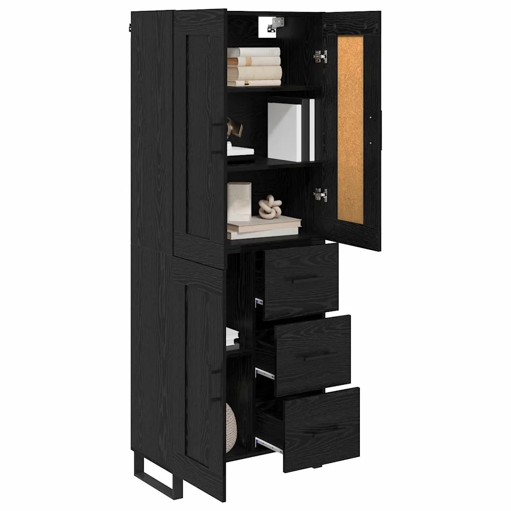 Credenza Rovere Nero 69,5 x 34 x 180 cm Legno multistrato