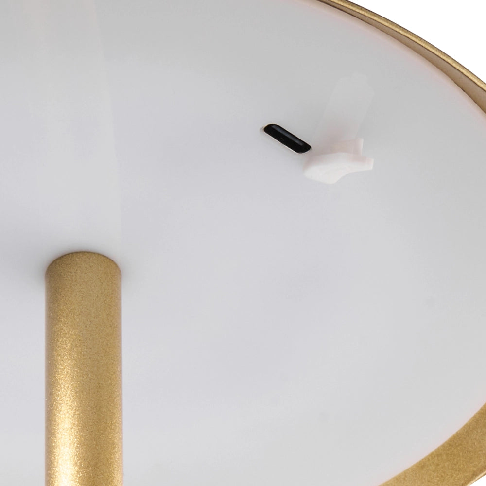 Lampada da tavolo wireless in metallo oro per interni ed esterni con porta USB C ricaricabile