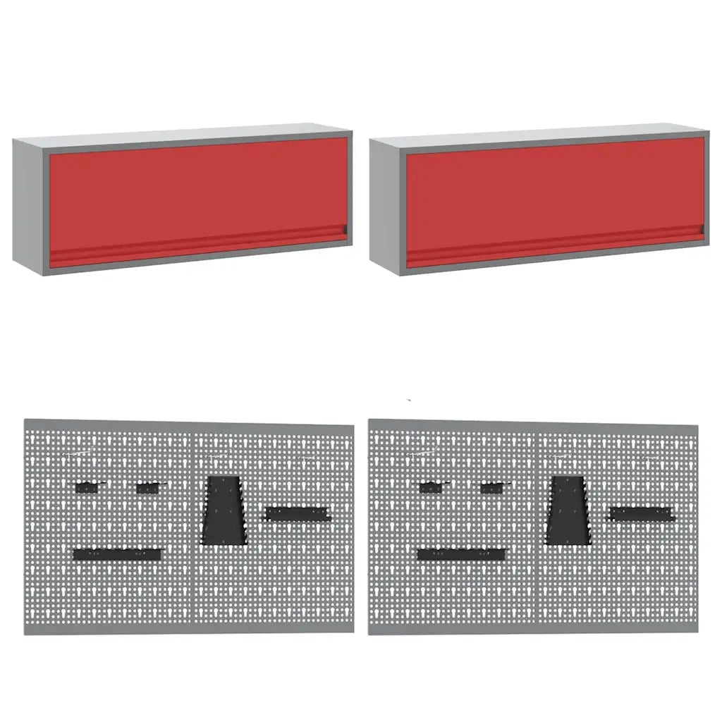 Set banco da lavoro con cassetto 8 pcs Rosso e Grigio 3321499